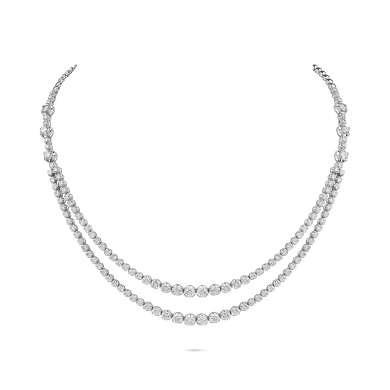 Almasaty Double Layer Diamond Tennis Necklace