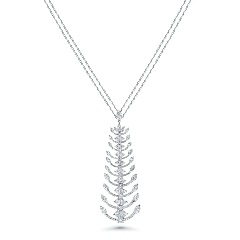 Diamond Feather Pendant Necklace