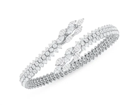 Diamond Overlaying Open Cuff Bracelet