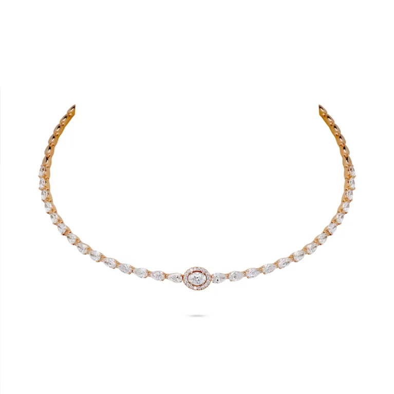 Oval & Pear Accent Diamond Linear Choker