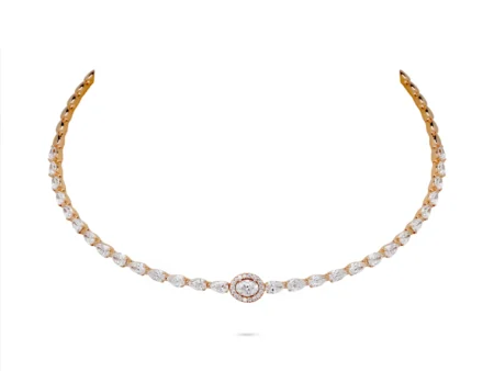 Oval & Pear Accent Diamond Linear Choker