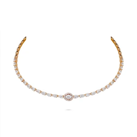 Oval & Pear Accent Diamond Linear Choker