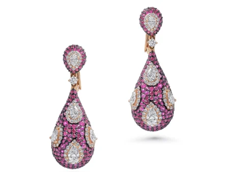 Ruby & Diamond Pear Drop Earrings