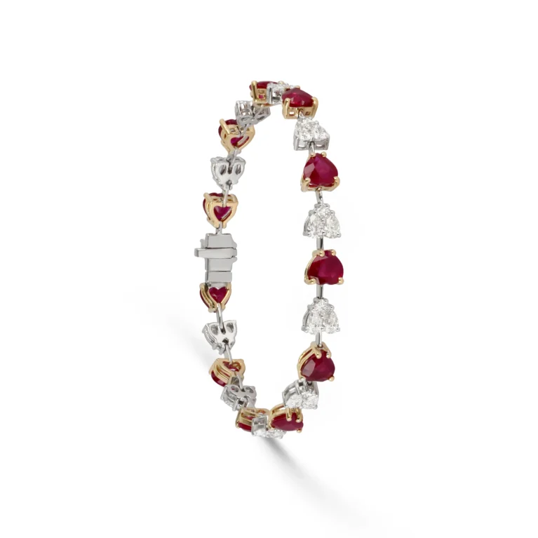 Two-Tone Ruby & Diamond Link Bracelet