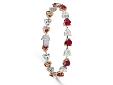 Two-Tone Ruby & Diamond Link Bracelet