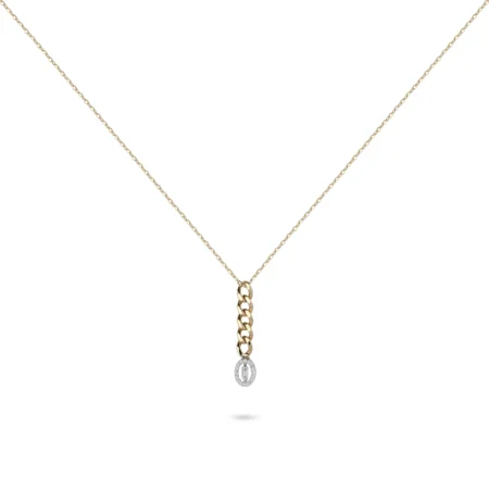 Cuban Link Diamond Round Pendant Necklace