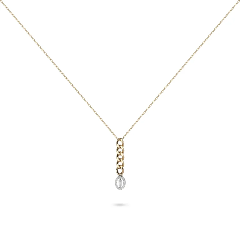 Cuban Link Diamond Round Pendant Necklace