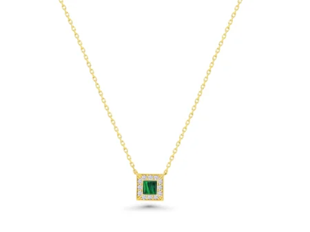 Geo Malachite Cube Necklace