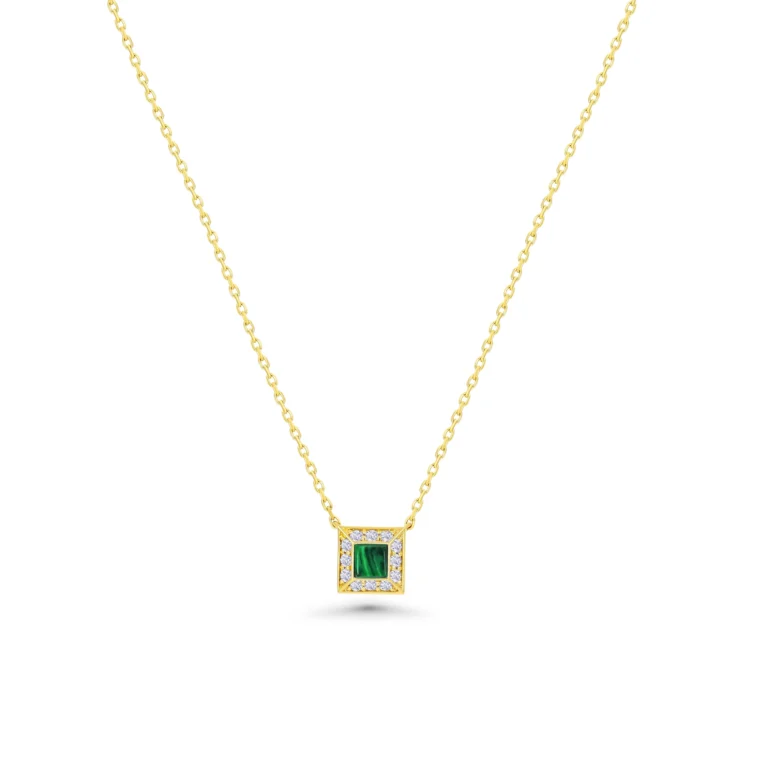 Geo Malachite Cube Necklace