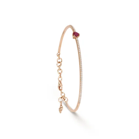 Heart Shape Ruby & Diamond Cuff Bracelet