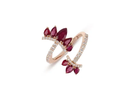 Pear Rubies Rose Gold Ring