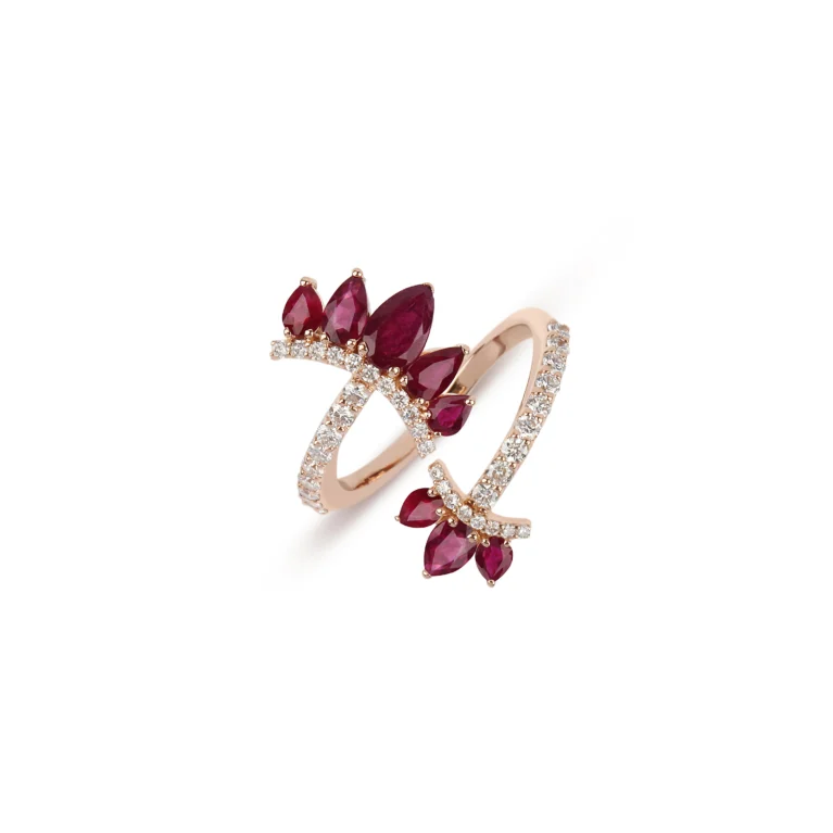 Pear Rubies Rose Gold Ring