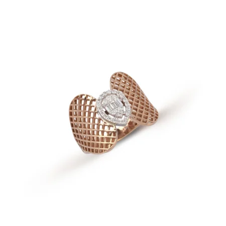 Perforated Band Illusion Diamond Ring