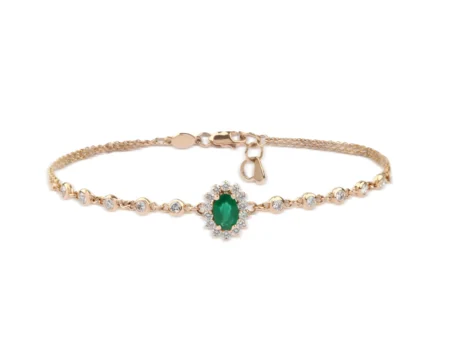 Rose Gold Bracelet with Diamond & Emerald