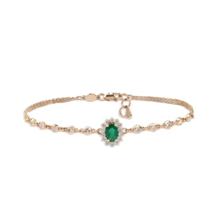 Rose Gold Bracelet with Diamond & Emerald