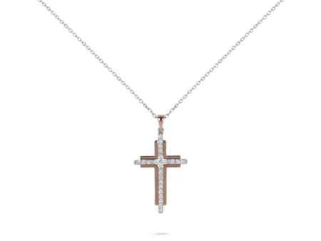 Two-Tone Cross Diamond Necklace