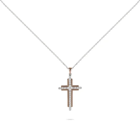 Two-Tone Cross Diamond Necklace