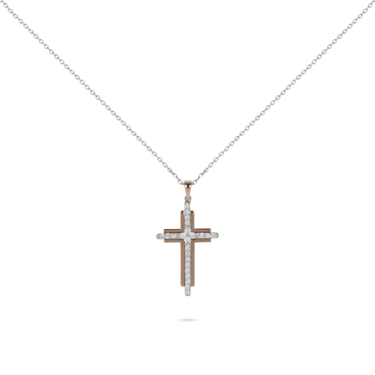 Two-Tone Cross Diamond Necklace